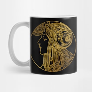 Art nouveau gold silhouette lady 1 Mug